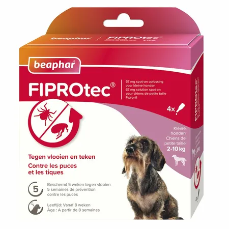 Beaphar Fiprotec Tegen Teken en Vlooien Hond 2-10kg (4 pipetten)