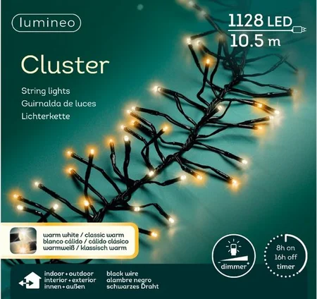 LUMINEO TREE LIGHTS Led cluster l0,50m-1128l zwart/warm white/ classic warm - afbeelding 1