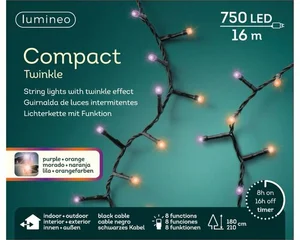 LUMINEO TREE LIGHTS Led compact twinkle  paars- oranje l16m-750l zwat - afbeelding 1